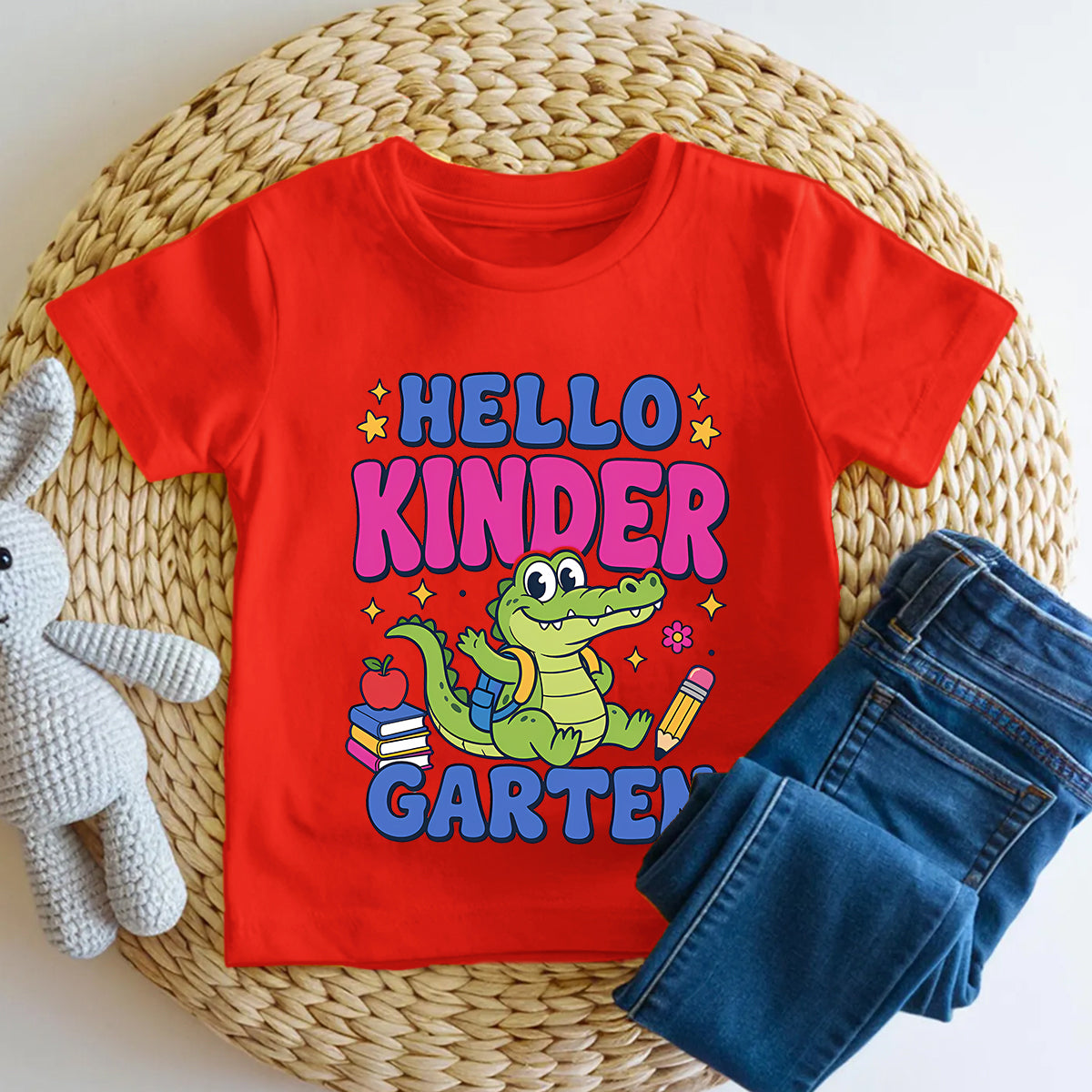 Personalized Grade Hello Kindergarten Backpack Crocodile Toddler T-shirts