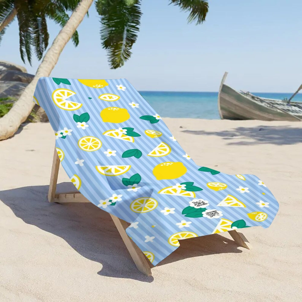 Blue Strip Lemon Summer Beach Towel