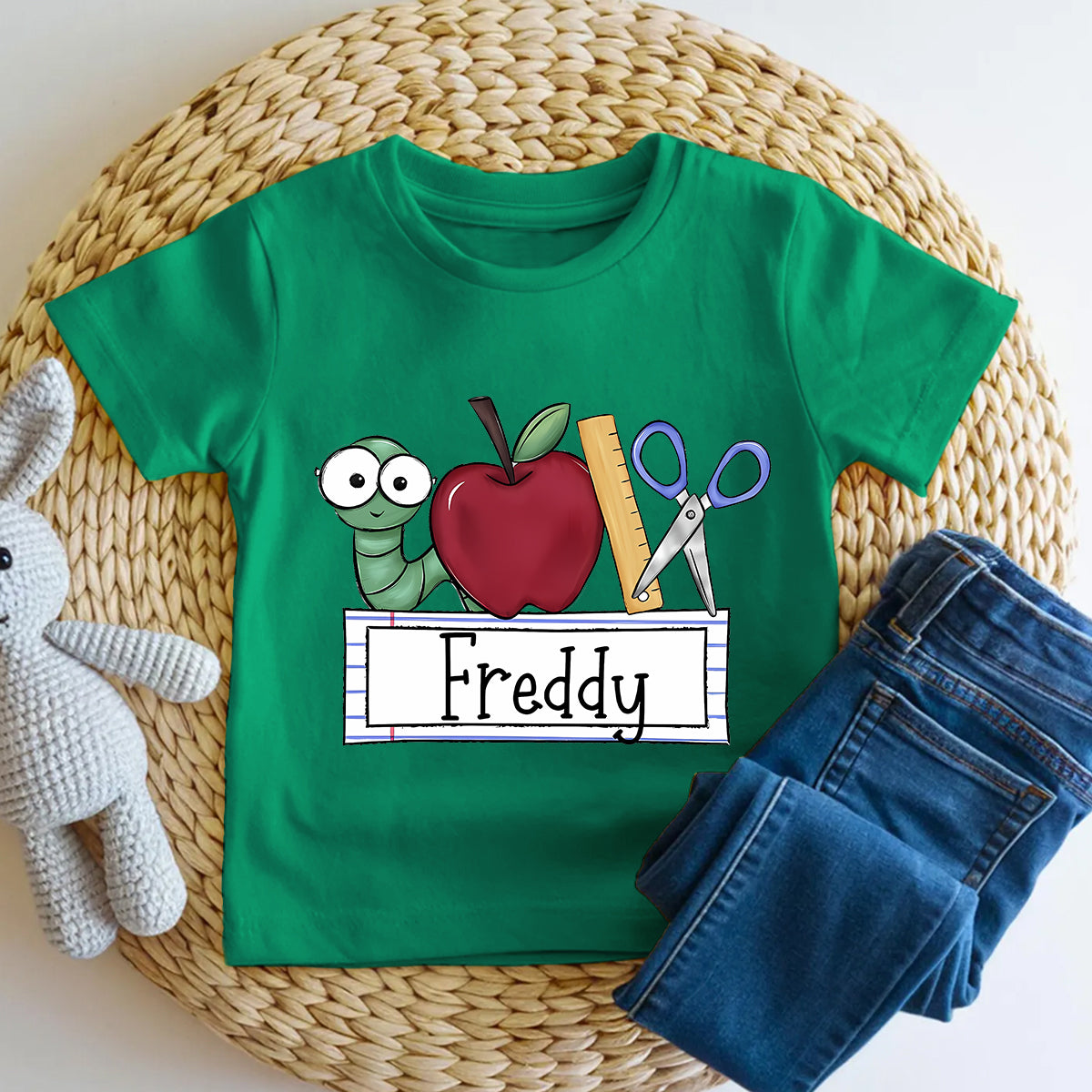 Personalized Name Apples Scissors And Little Learners Toddler T-shirts