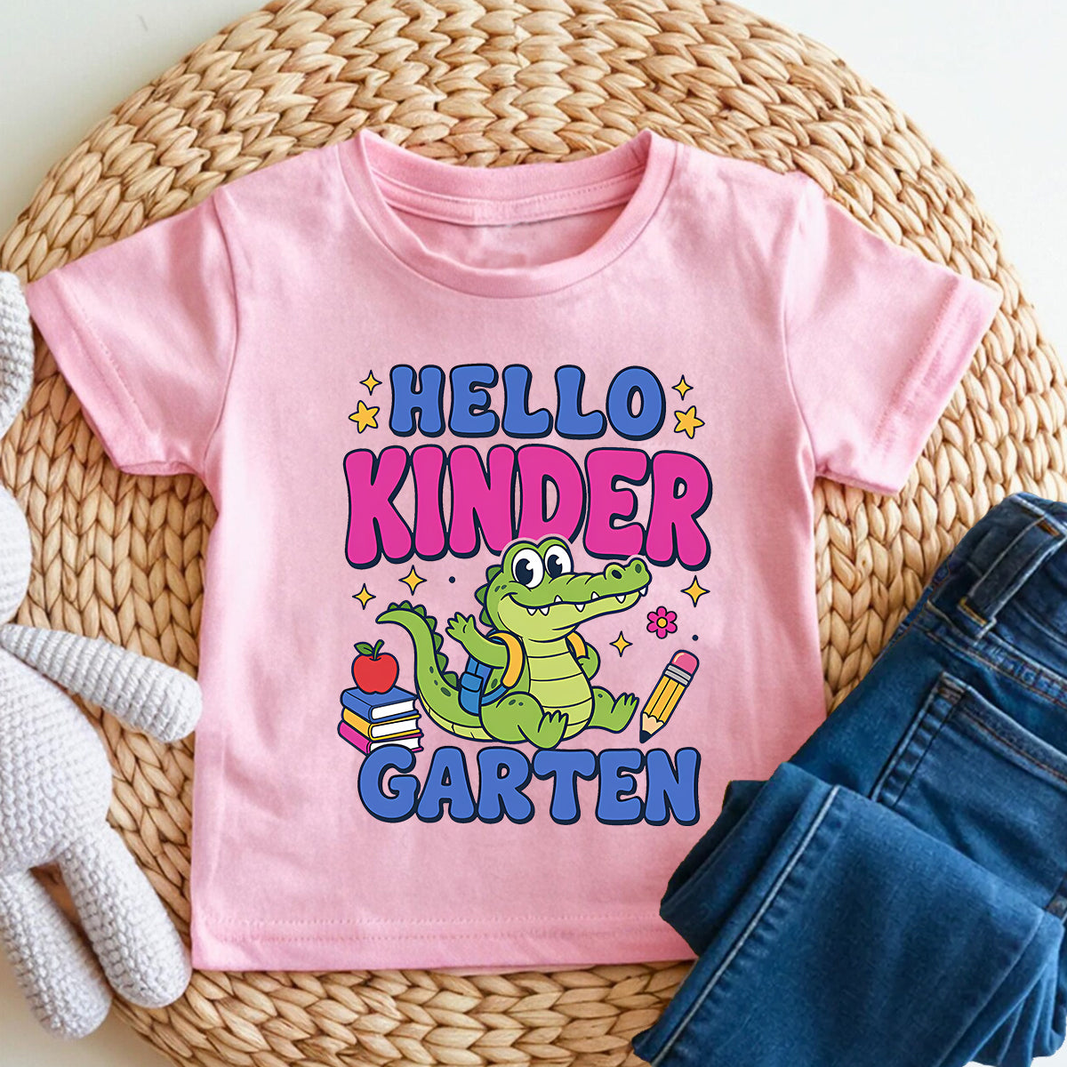 Personalized Grade Hello Kindergarten Backpack Crocodile Toddler T-shirts