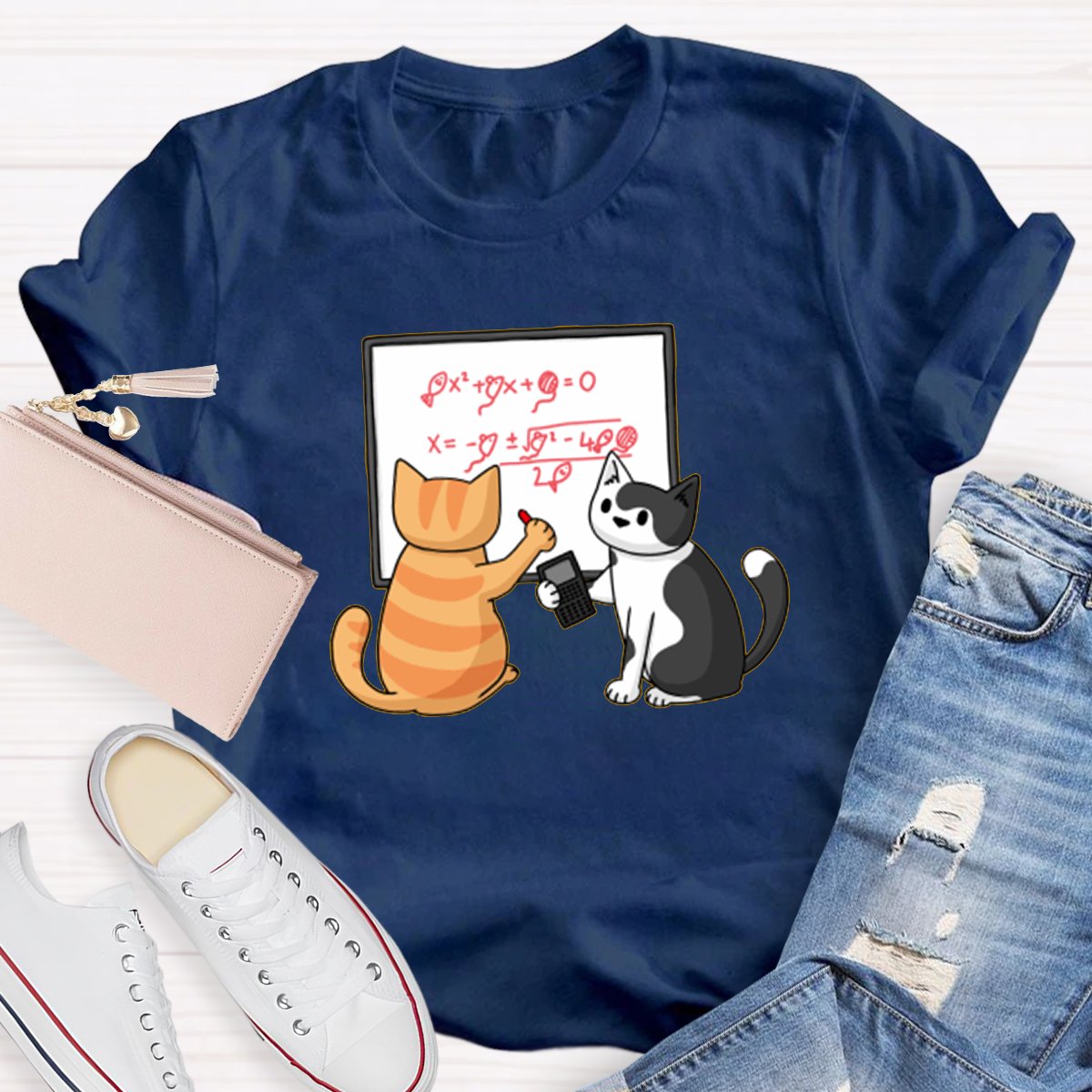 Funny Maths Cat Math Teacher Shirt