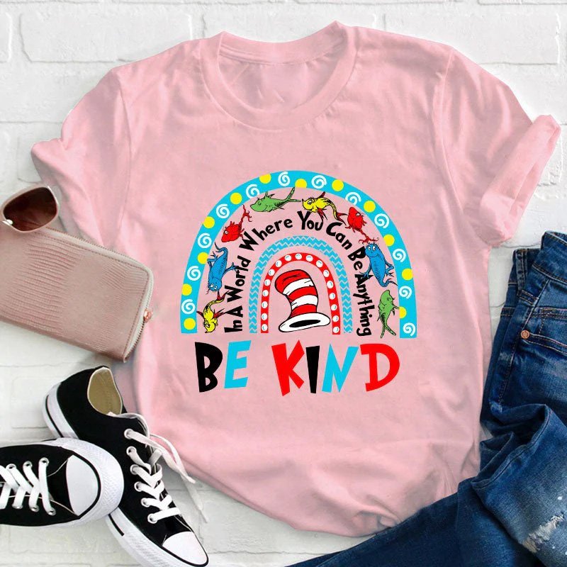 Book Rainbow Be Kind Teacher T-Shirt