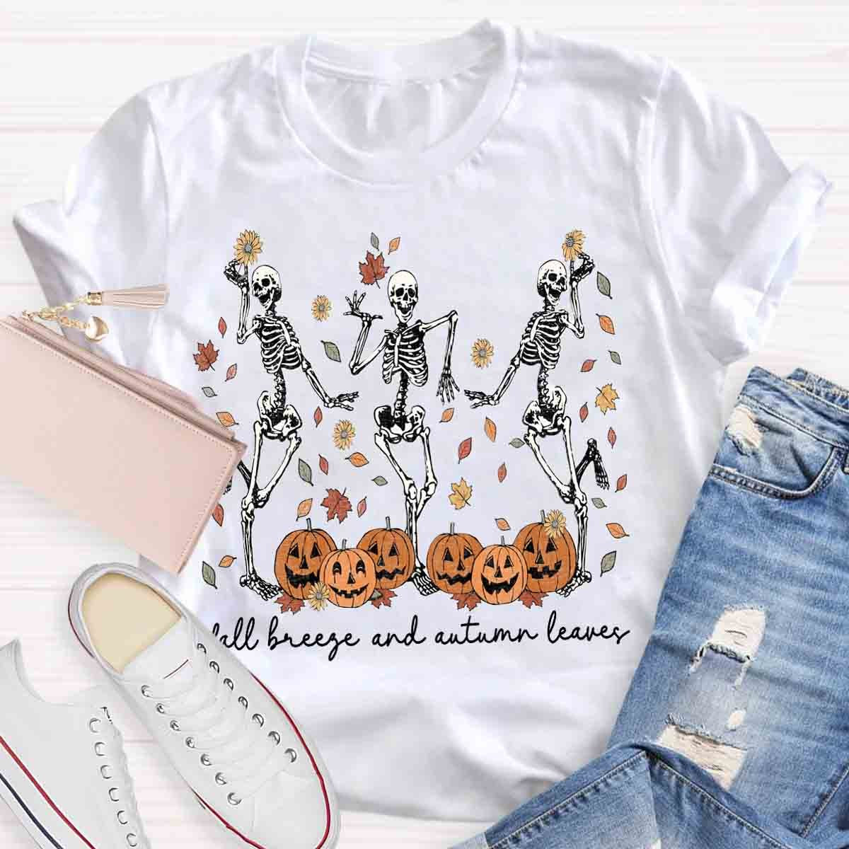 Halloween Dancing Skeletons Spooky Fall Shirt