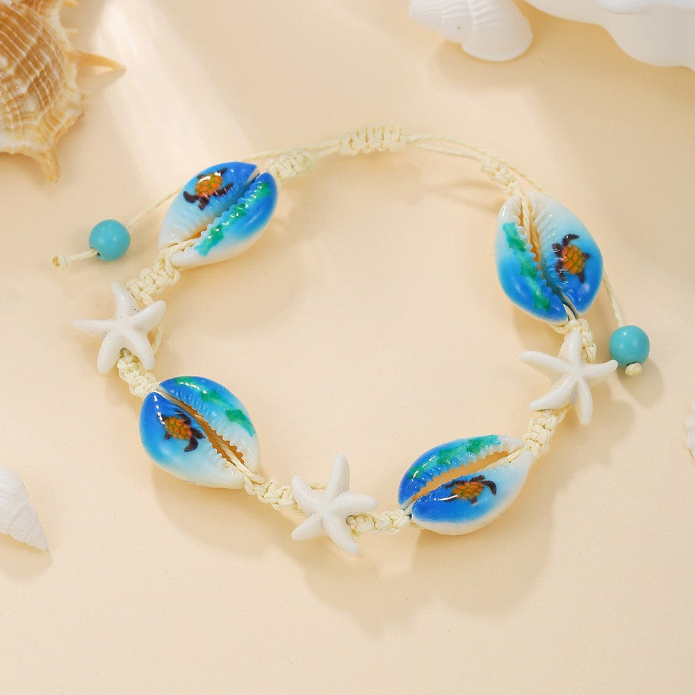 Minimalist Vacation-Style Beaded Bracelet — Featuring Shell Pendant Crushed Stones And Faux Pearls