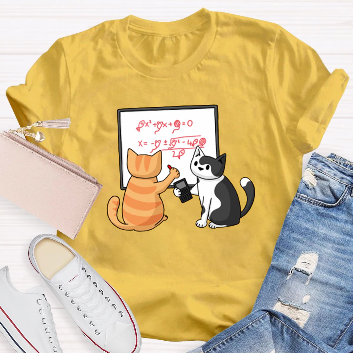 Funny Maths Cat Math Teacher Shirt