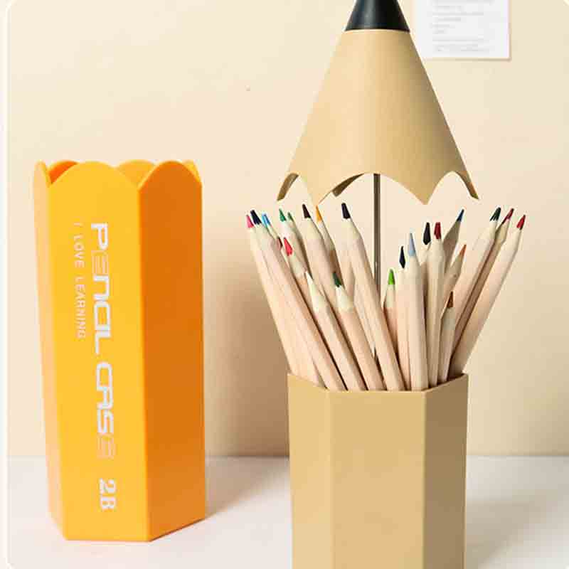Pencil-Shaped Desk Organizer With Lid