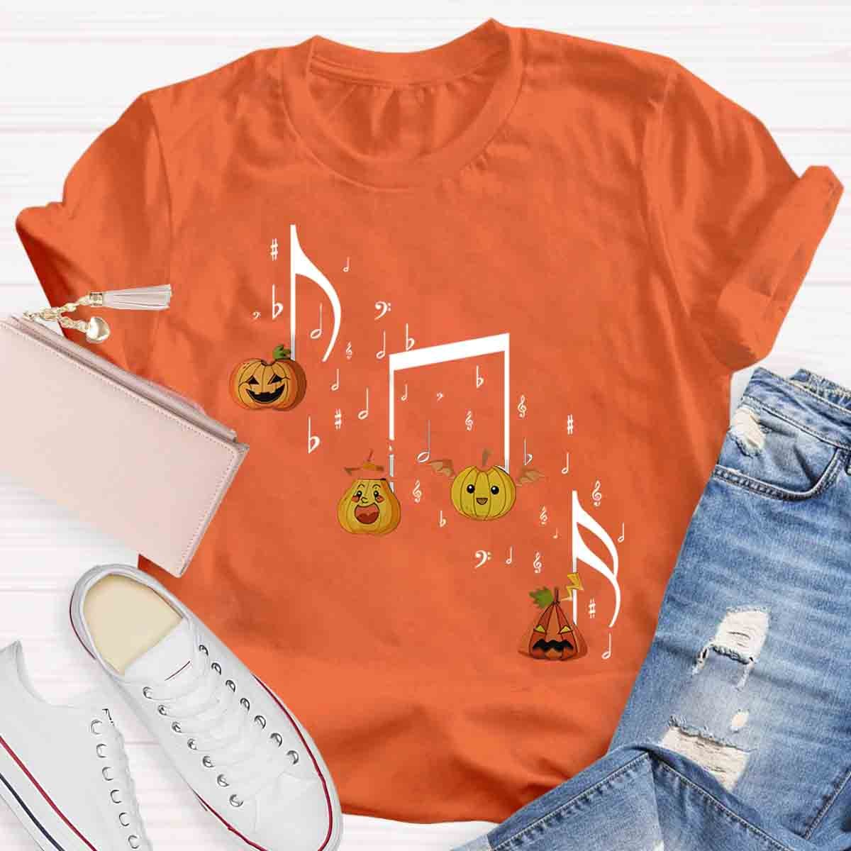 Music Note Pumpkin Fall Music Teacher Halloween Shirt
