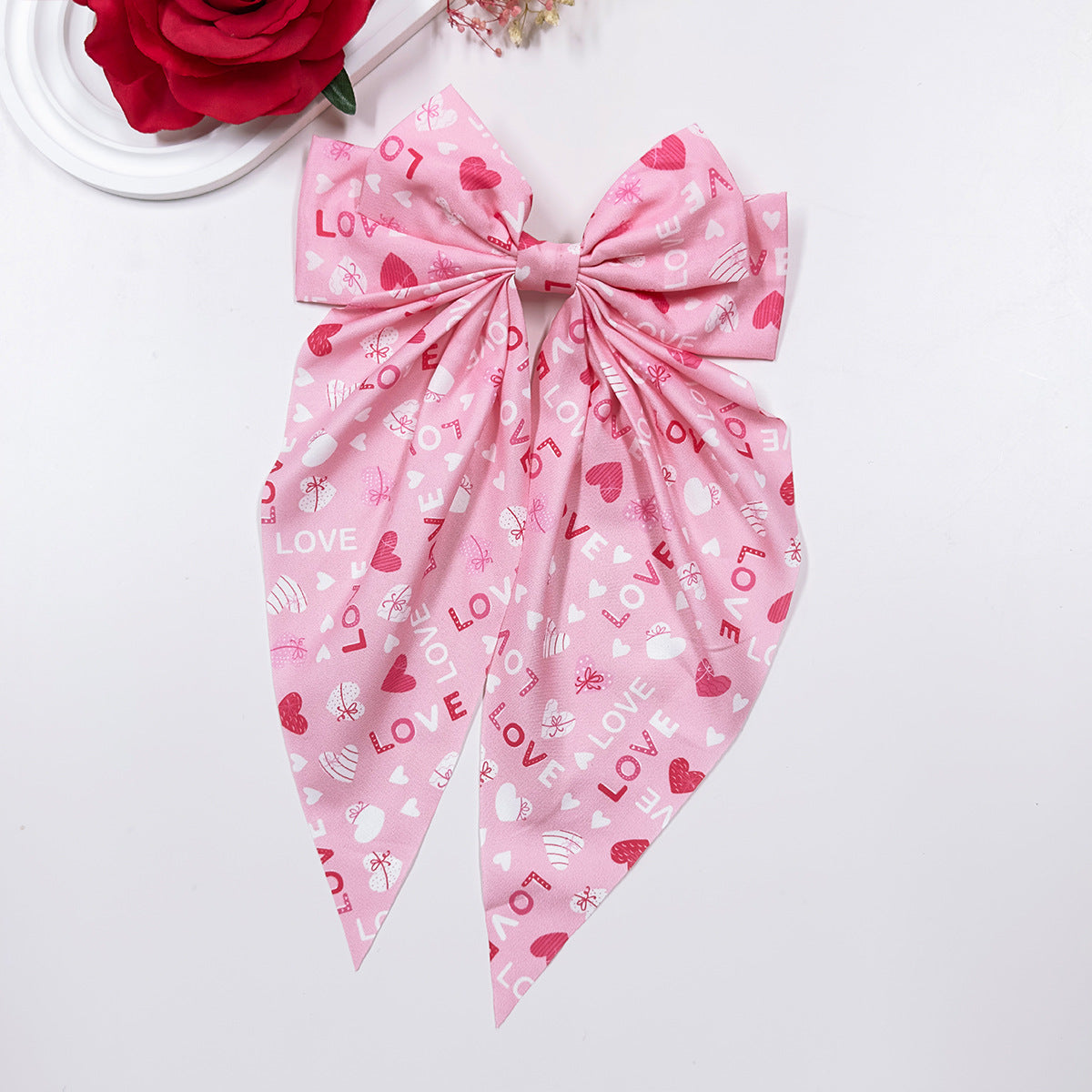 Bow Ribbon Hair Clip At The Back Of The Head