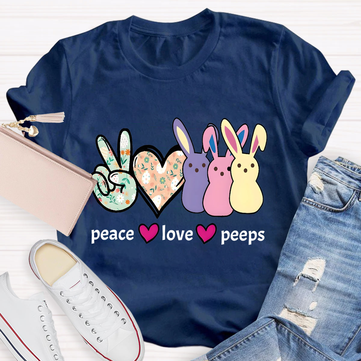 Peace And Peeps Teacher T-Shirt