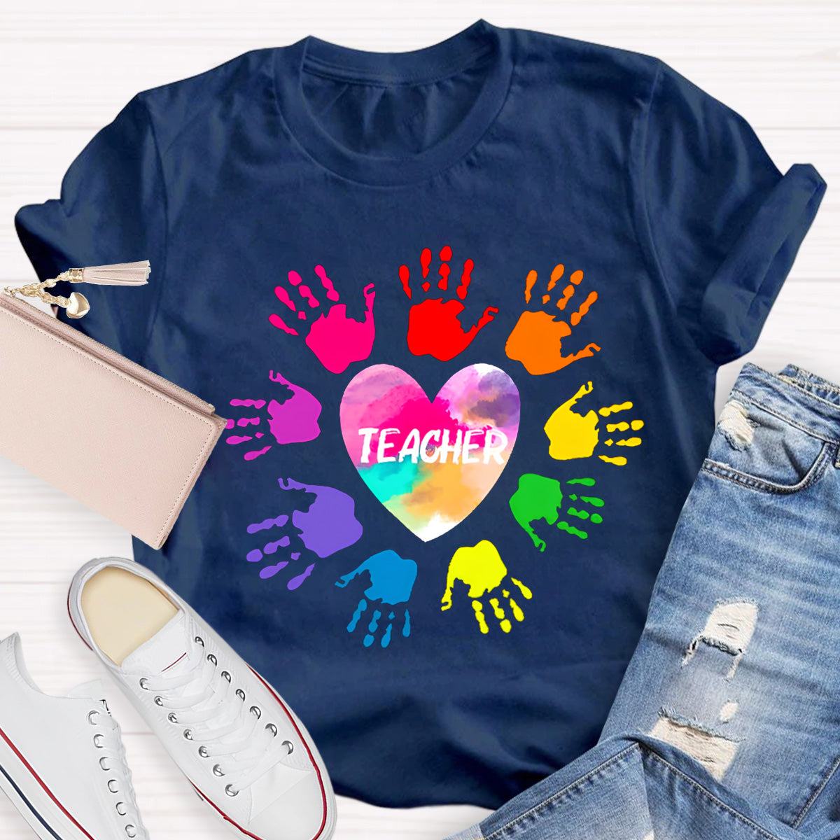 Colorful Hands Teacher T-Shirt
