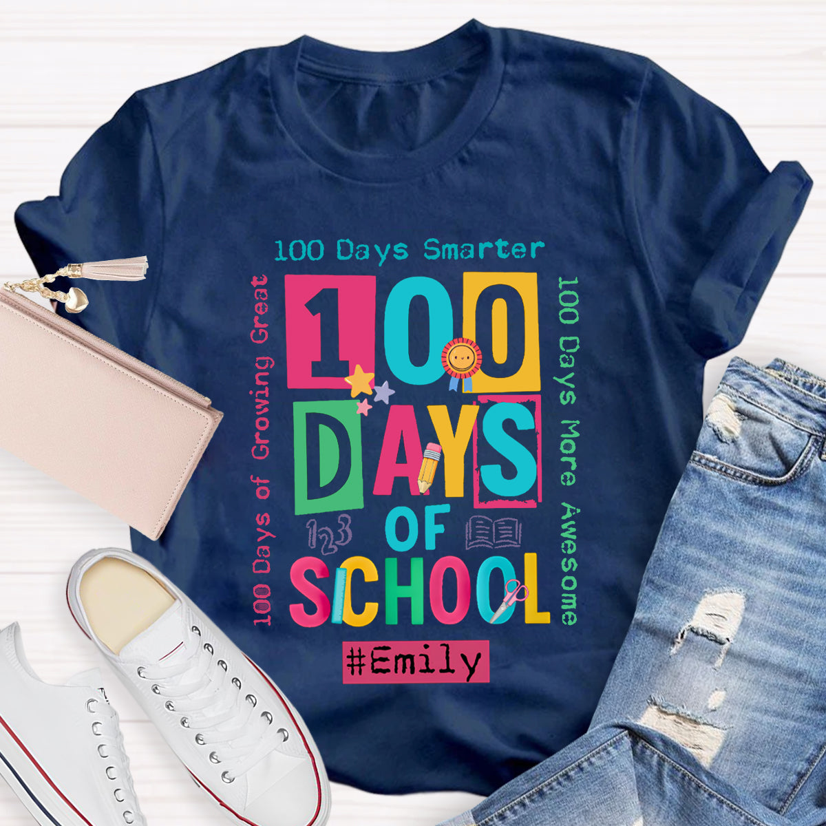 Personalized Name 100 Days Of School Smarter T-shirt