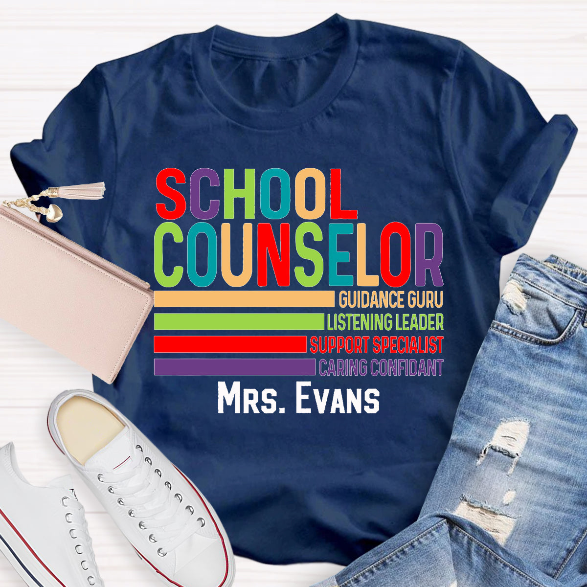 Personalized Name School Counselor Guidance Gure Listening Leader Support Specialist T-shirt