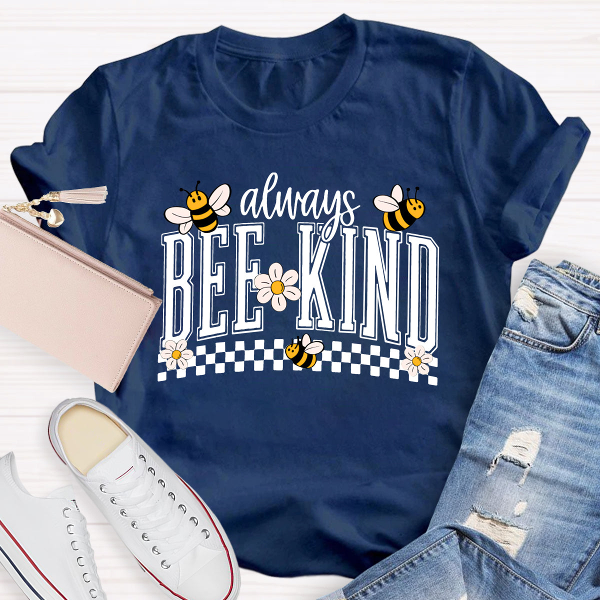 Always Bee Kind Bees And Small Flowers Teacher T-shirt