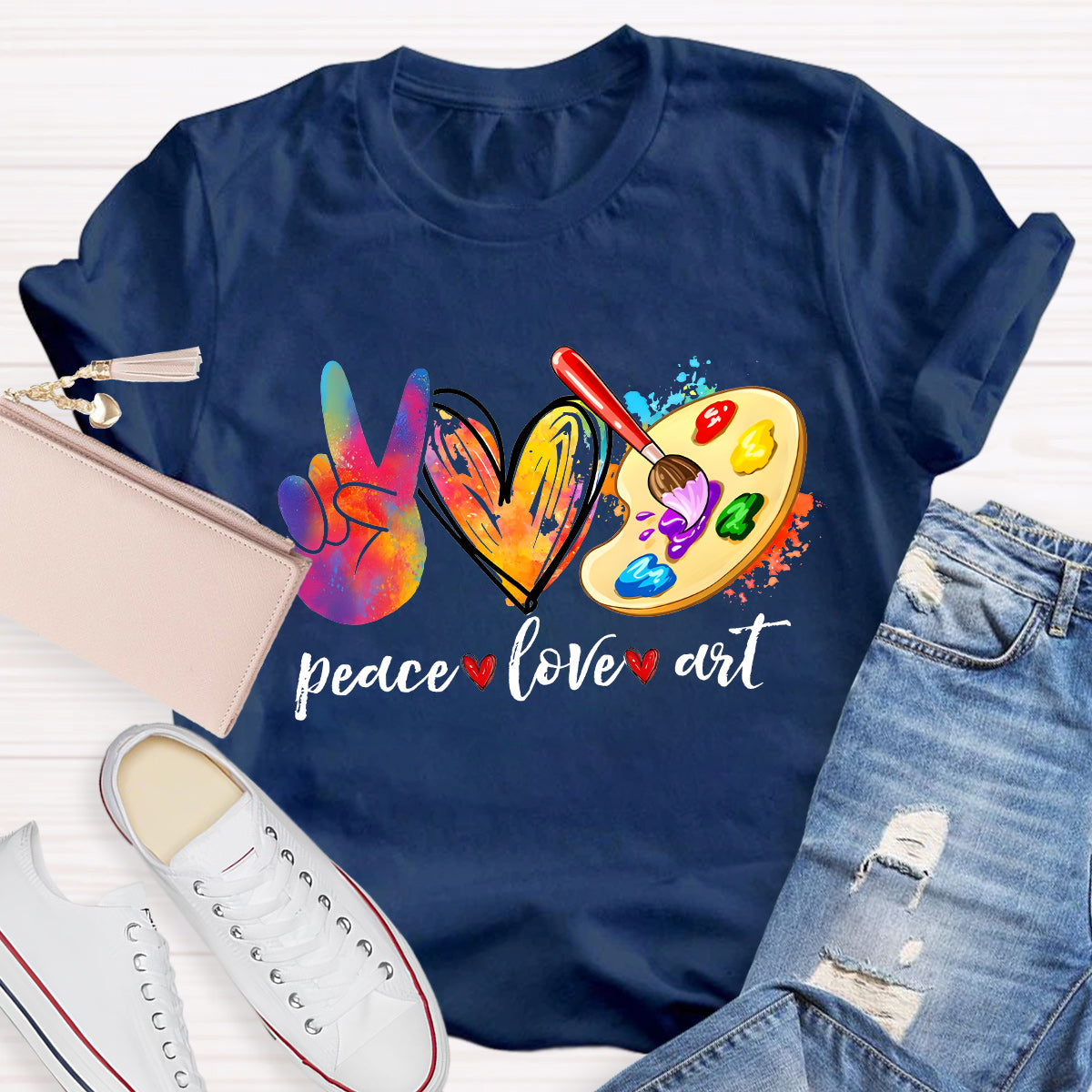 Peace Love Art Teacher T-Shirt