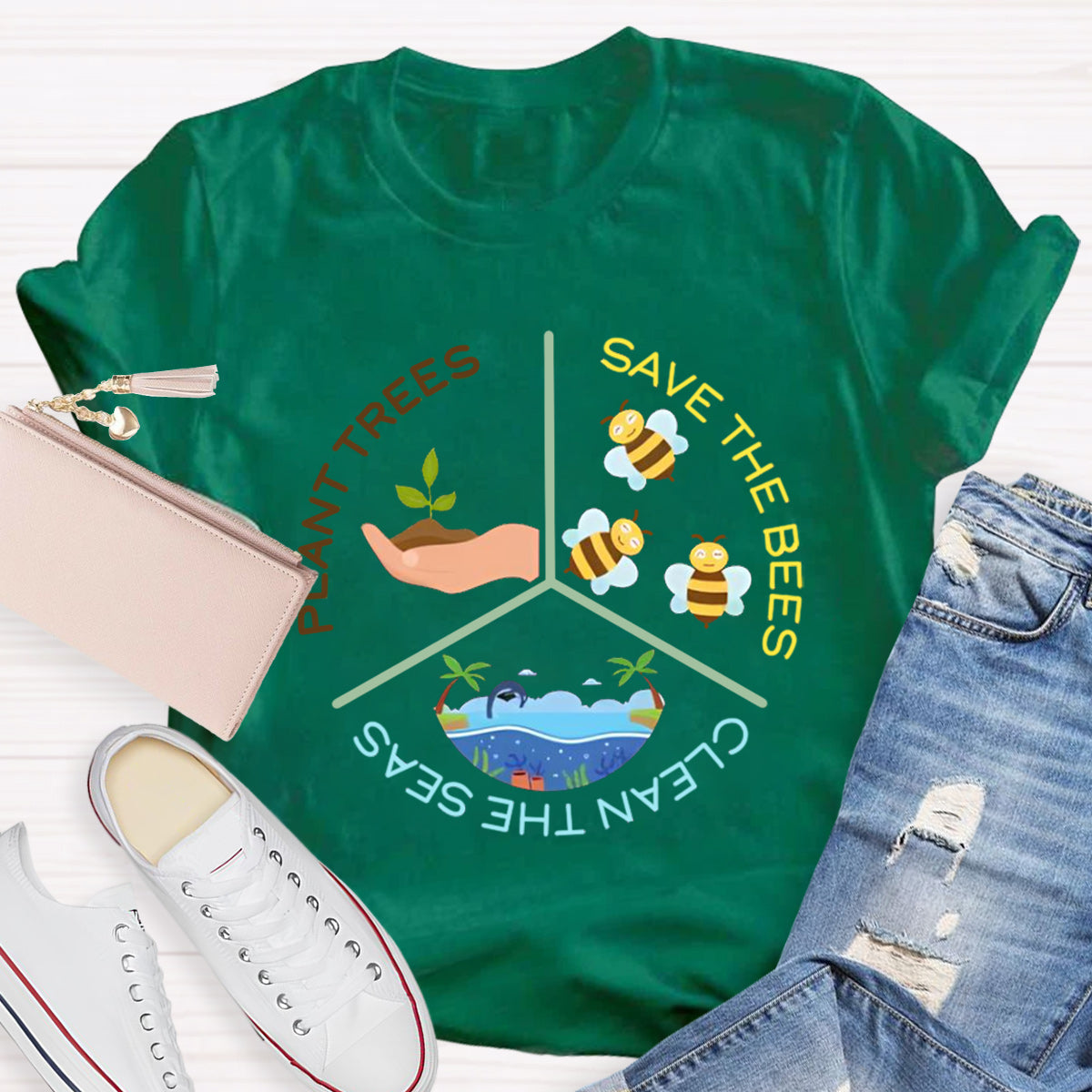 Save The Bees Plant Trees Teacher T-Shirt