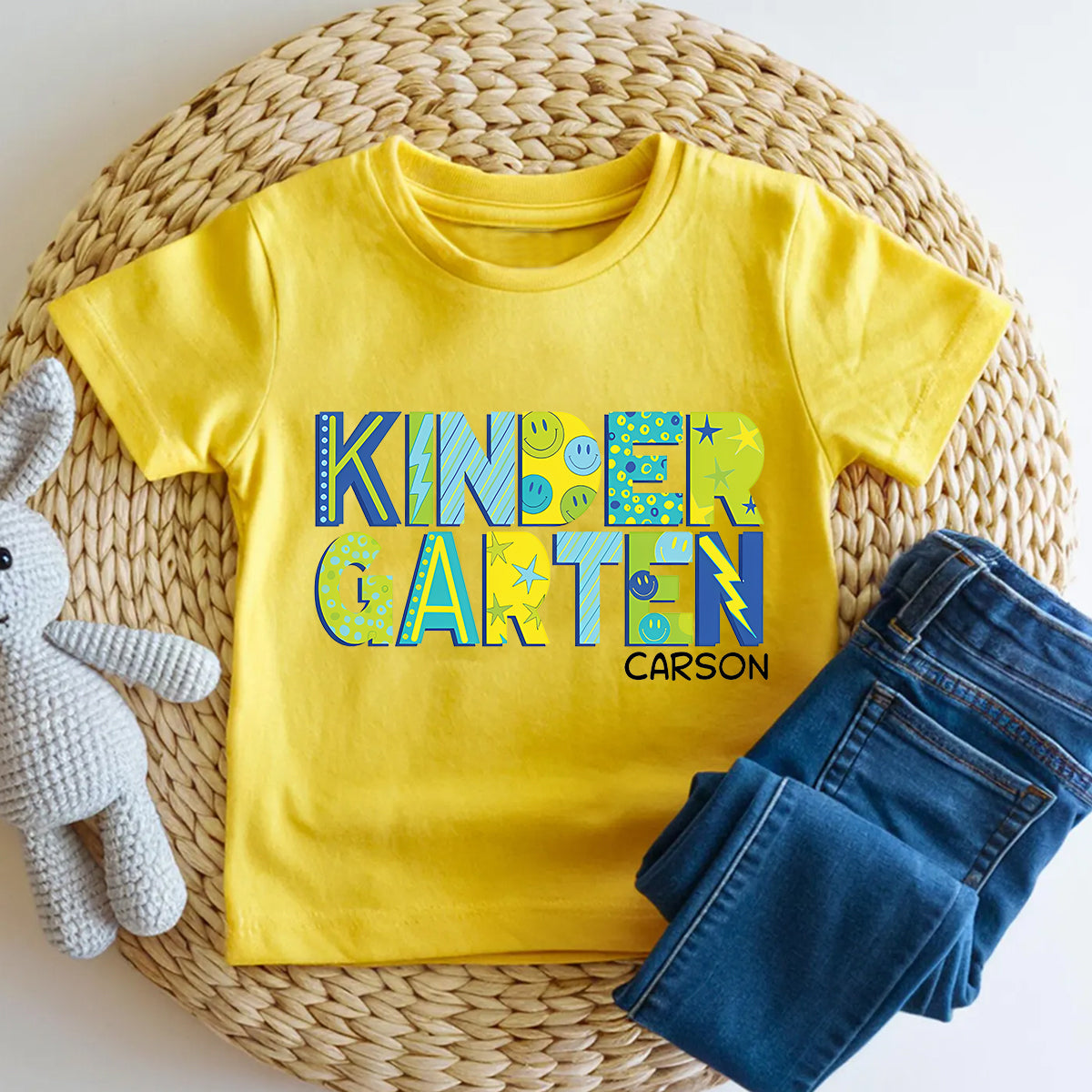 Personalized Name And Grade Kindergarten Happymod Toddler T-shirts