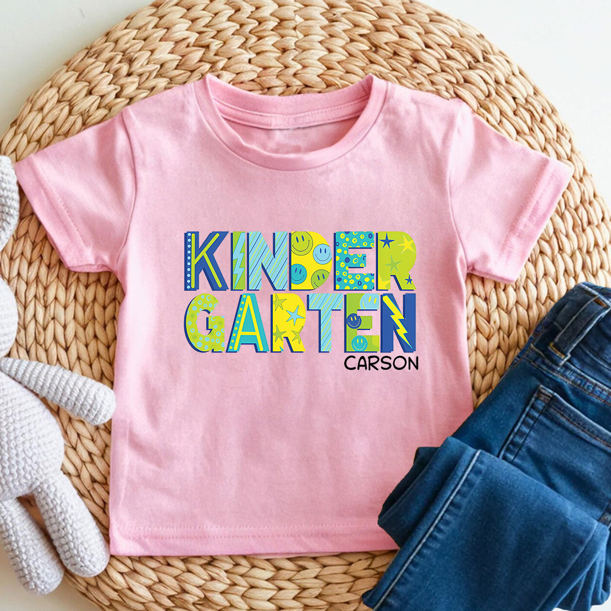 Personalized Name And Grade Kindergarten Happymod Toddler T-shirts