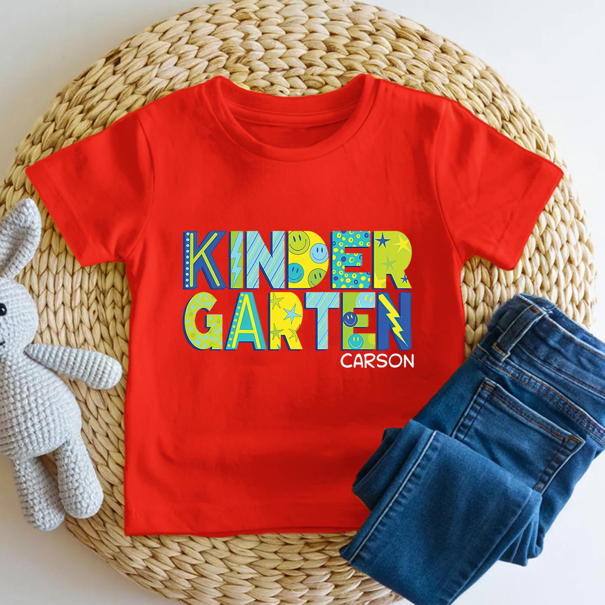 Personalized Name And Grade Kindergarten Happymod Toddler T-shirts