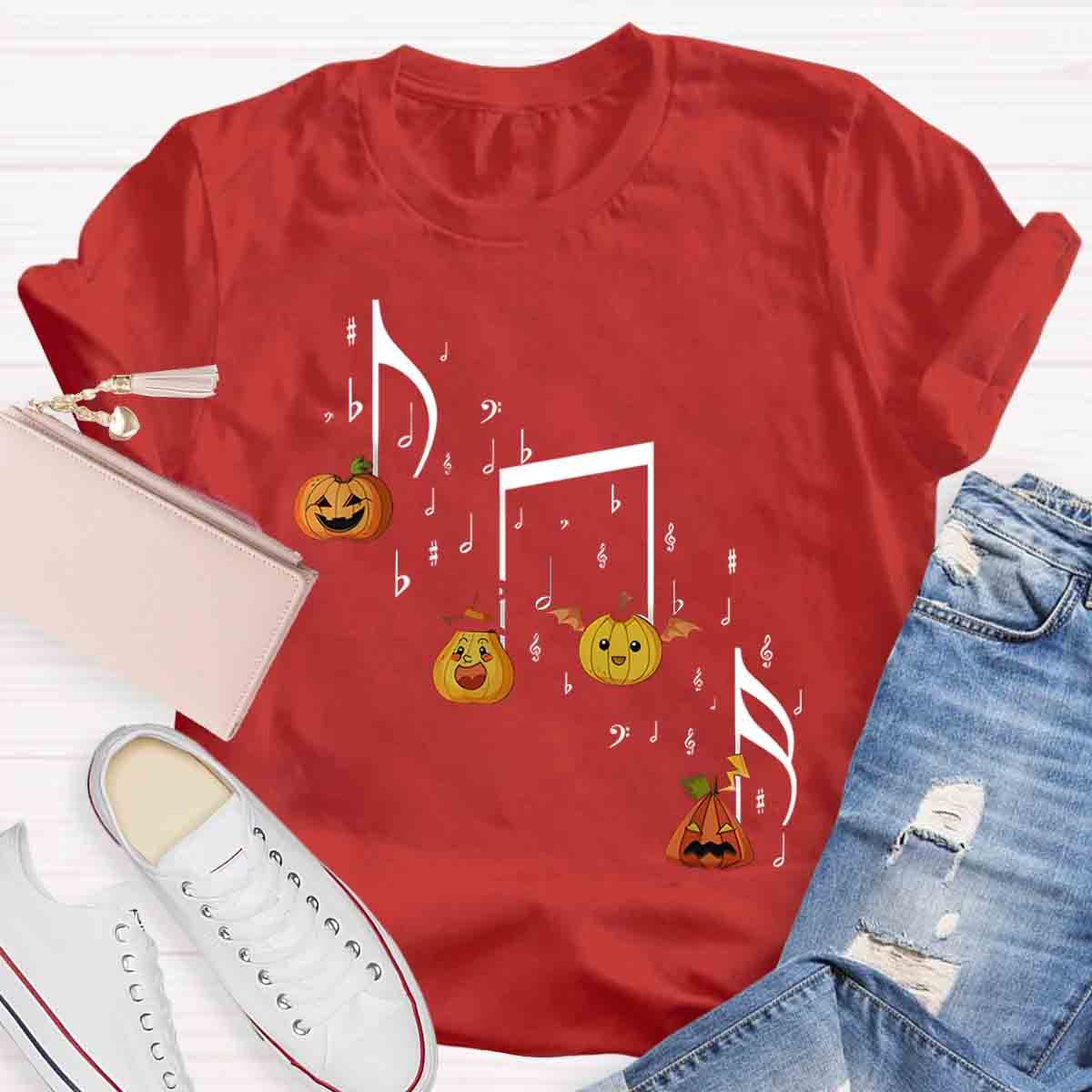Music Note Pumpkin Fall Music Teacher Halloween Shirt
