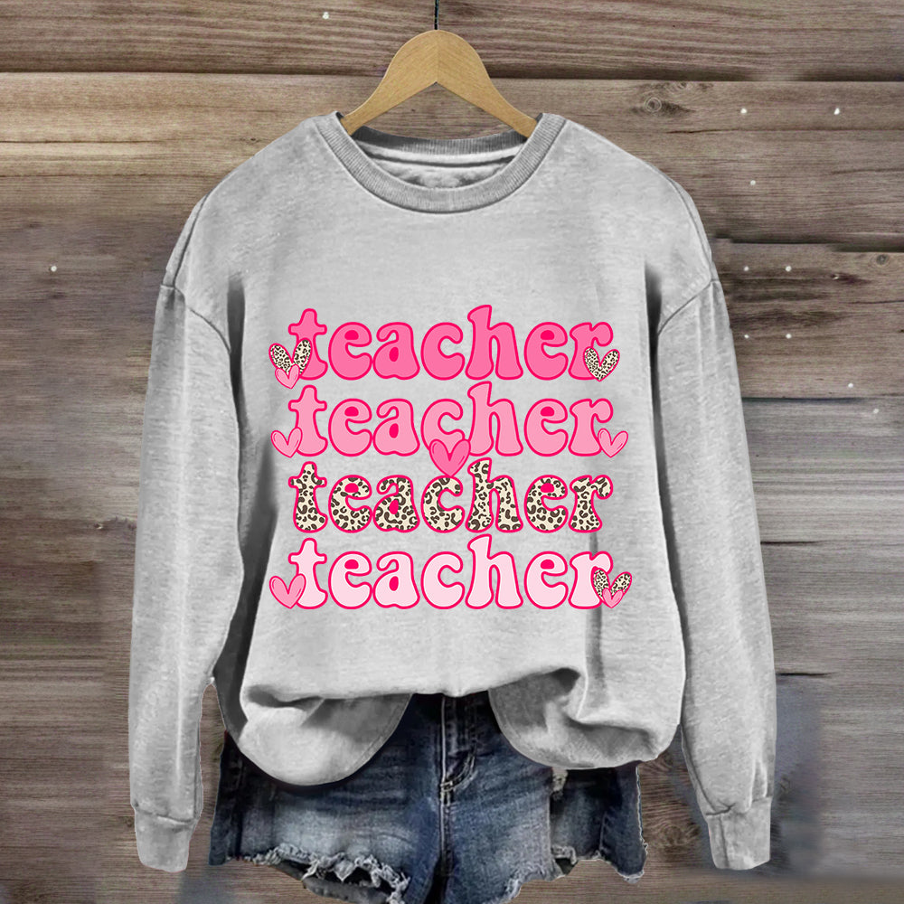 Valentine's Day Pink Teacher Sweatshirt