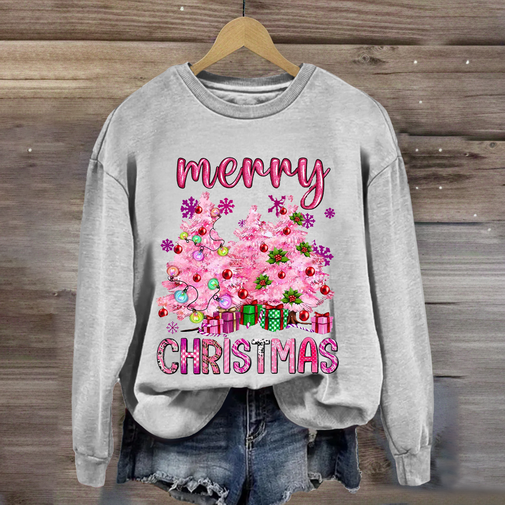 Pink Christmas Trees Teacher Sweatshirt