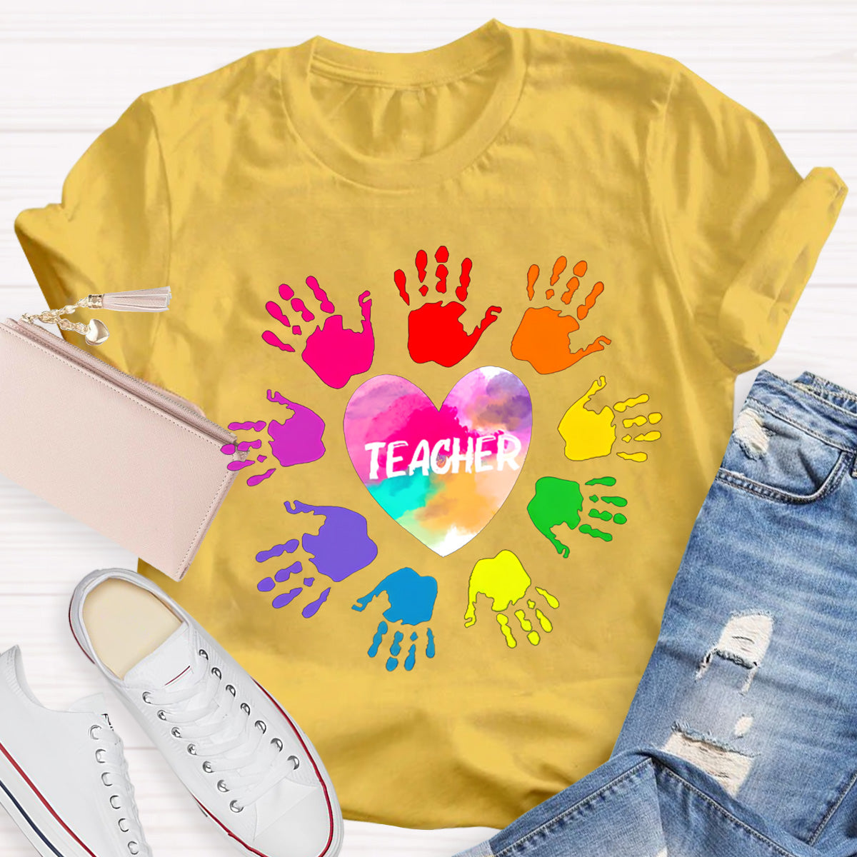 Colorful Hands Teacher T-Shirt