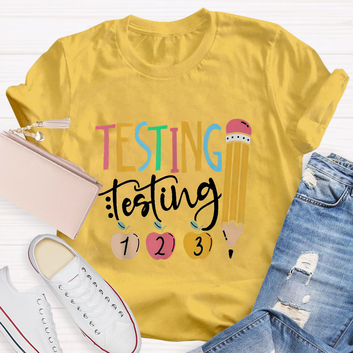 Testing Testing Pencil Teacher T-Shirt