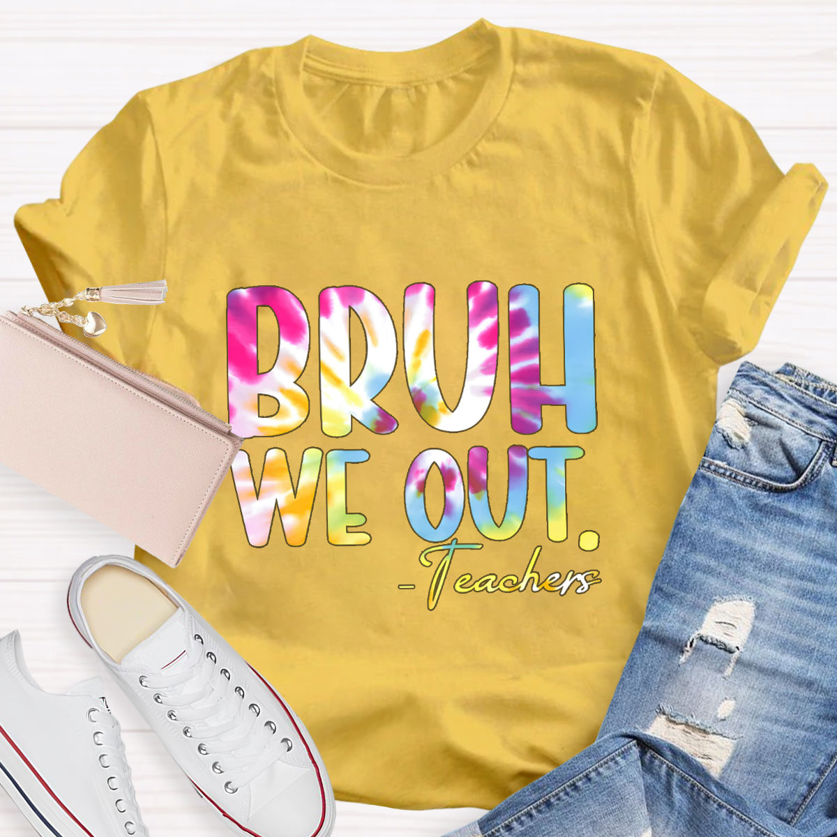 Coloful Bruh We Out Teachers T-Shirt
