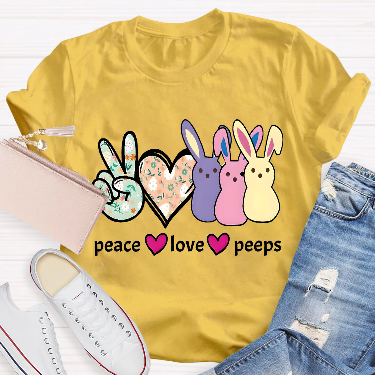 Peace And Peeps Teacher T-Shirt