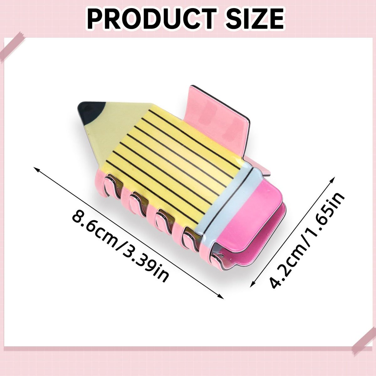 3-Pack Pencil Hair Claw Cute and Fun Hair Accessories