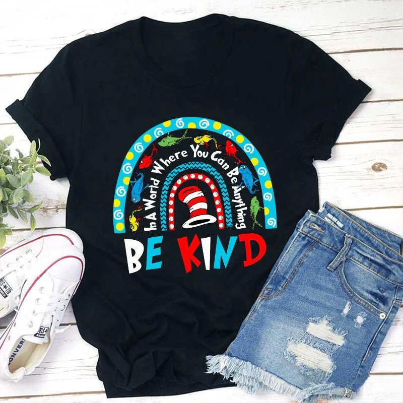Book Rainbow Be Kind Teacher T-Shirt