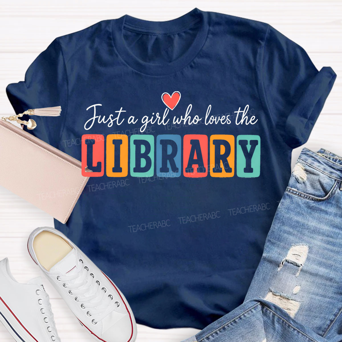 Just A Girl Who Loves The Library Colorful Block T-shirt