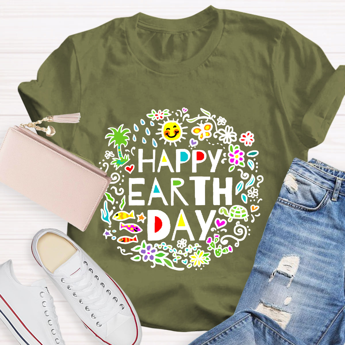 Happy Earth Day Floral T-Shirt