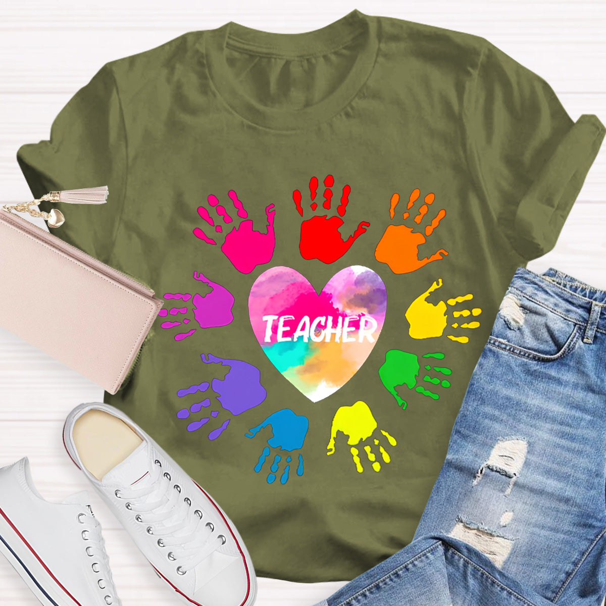 Colorful Hands Teacher T-Shirt