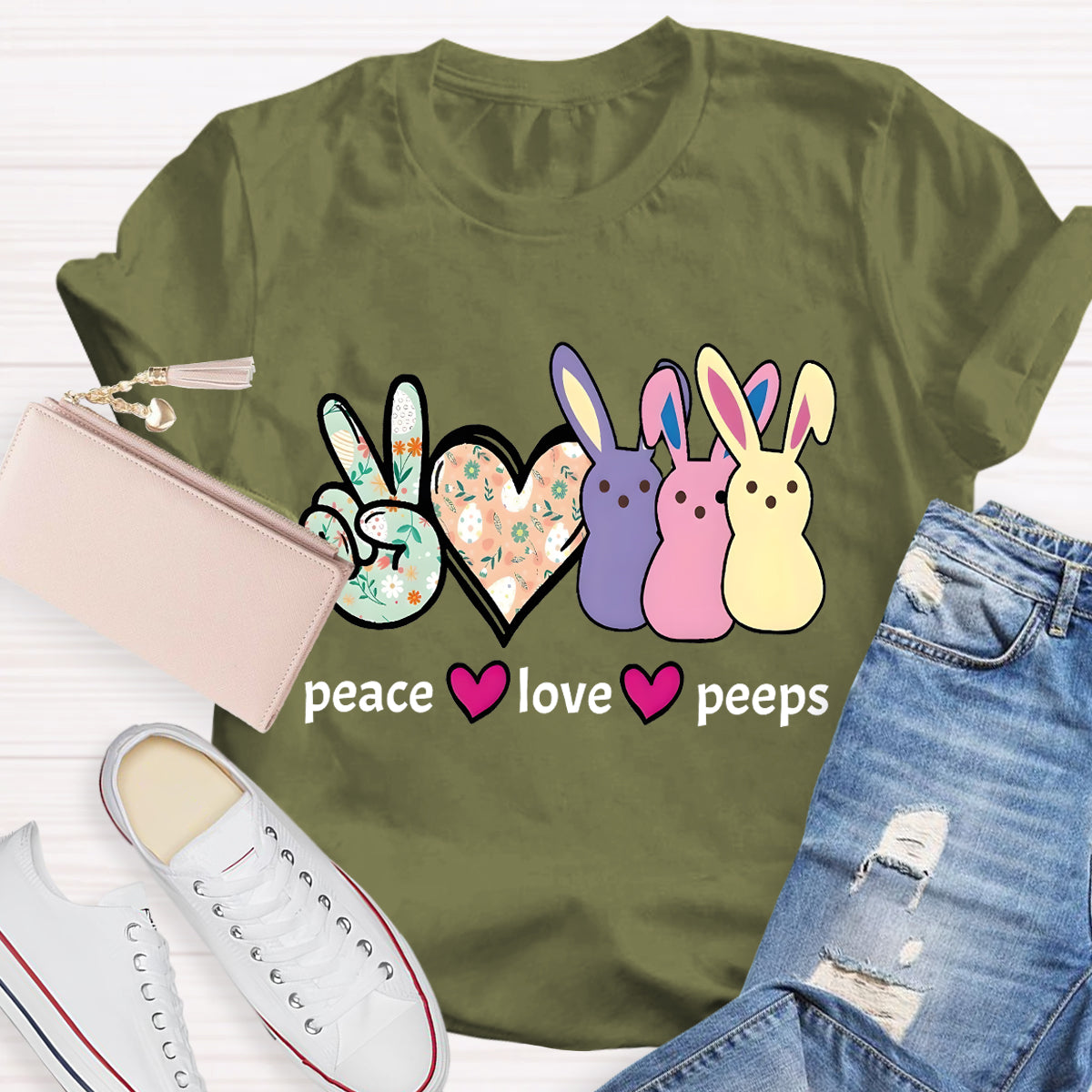 Peace And Peeps Teacher T-Shirt