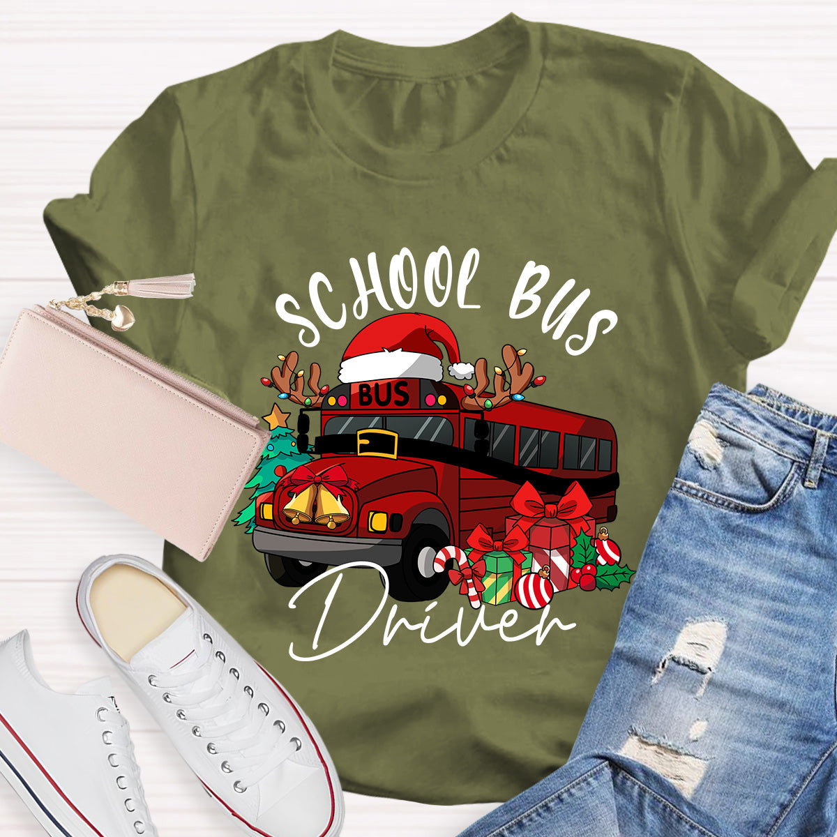 School Bus Driver Christmas School Bus Christmas Vibes T-shirt