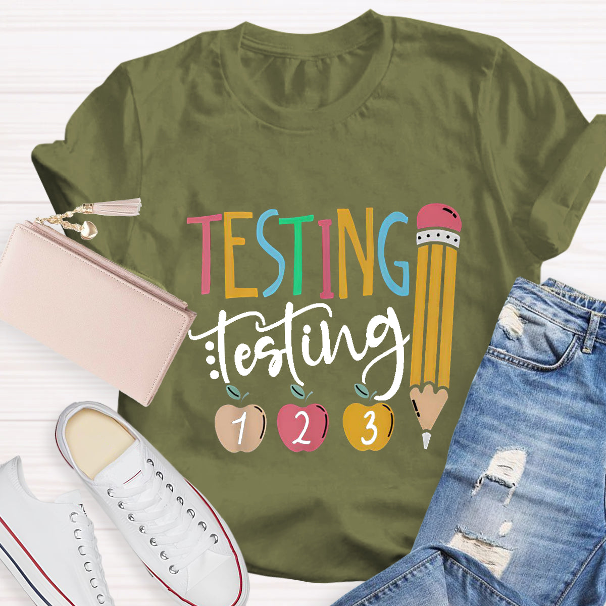 Testing Testing Pencil Teacher T-Shirt