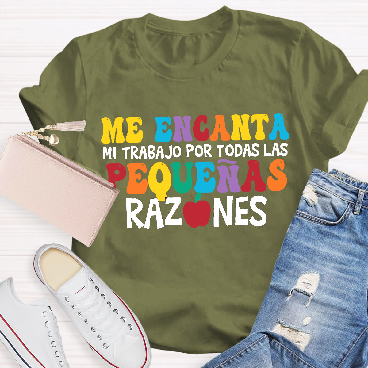 Me Encanta Mi Trabajo Todas Las Pequenas Razones Spanish Teacher T-Shirt
