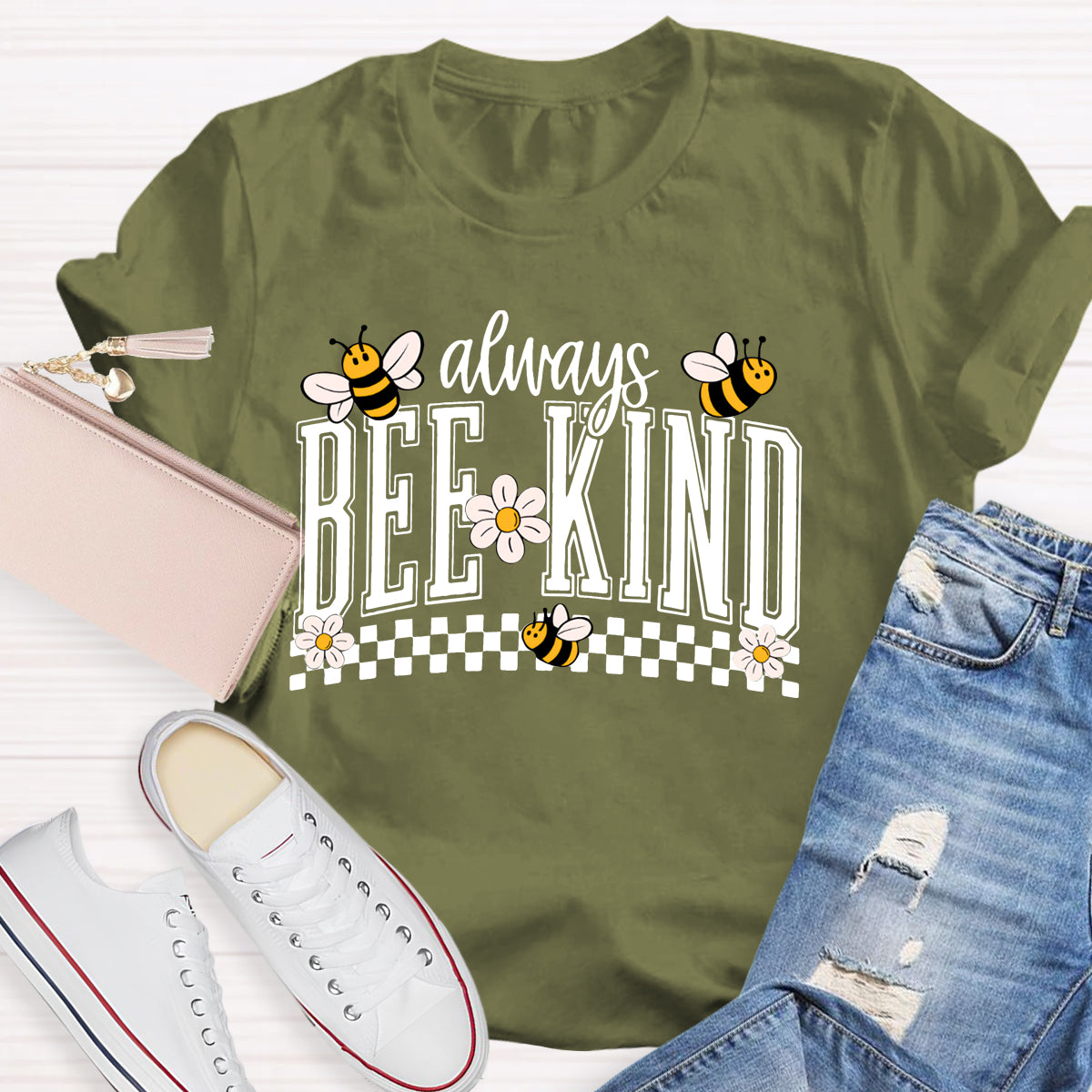 Always Bee Kind Bees And Small Flowers Teacher T-shirt