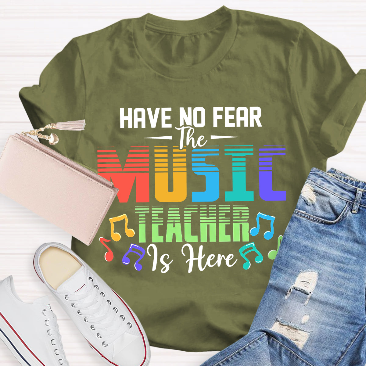 Have No Fear The Music Teacher Is Here Teacher T-Shirt