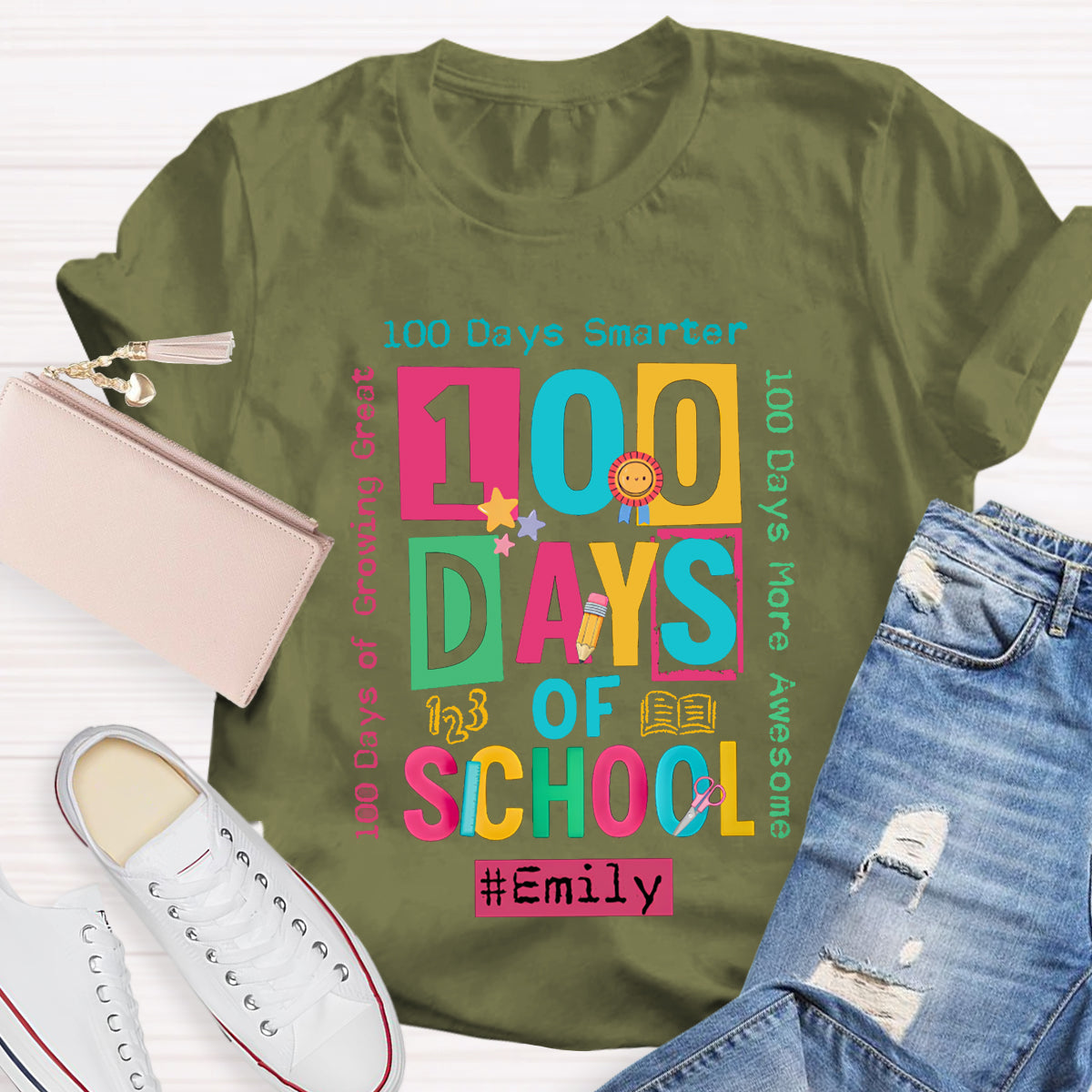 Personalized Name 100 Days Of School Smarter T-shirt