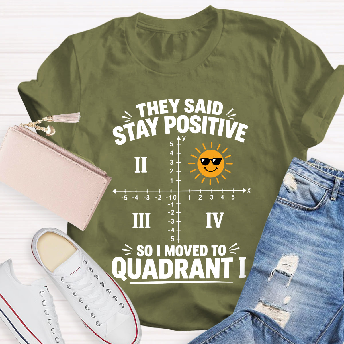 They Said Stay Positive So I Moved To Quadrant Math Teacher T-shirt