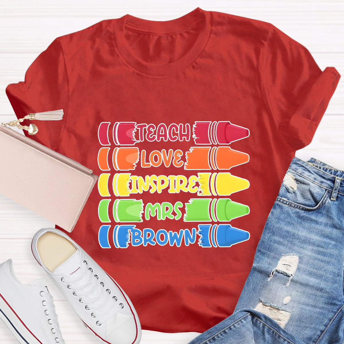 Personalized Name Teach Love Teacher T-Shirt