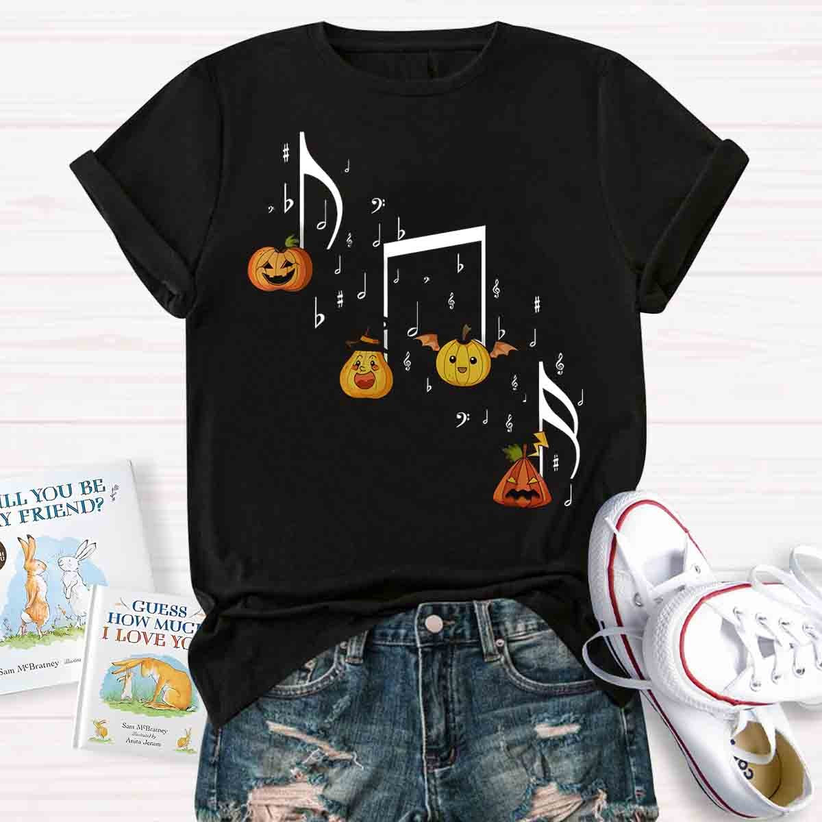 Music Note Pumpkin Fall Music Teacher Halloween Shirt