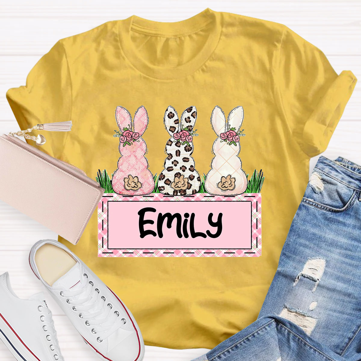 Personalized Name Teacher Easter Bunny T-Shirt