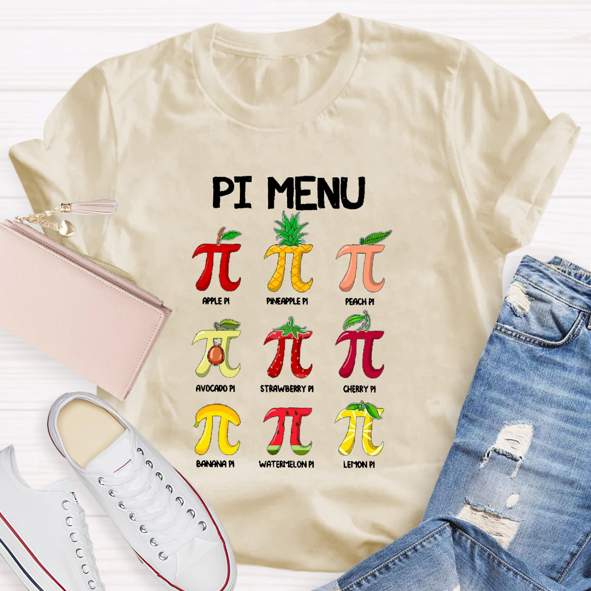 Pi Menu Happy Pi Day Math Pi Symbol Teacher T-Shirt