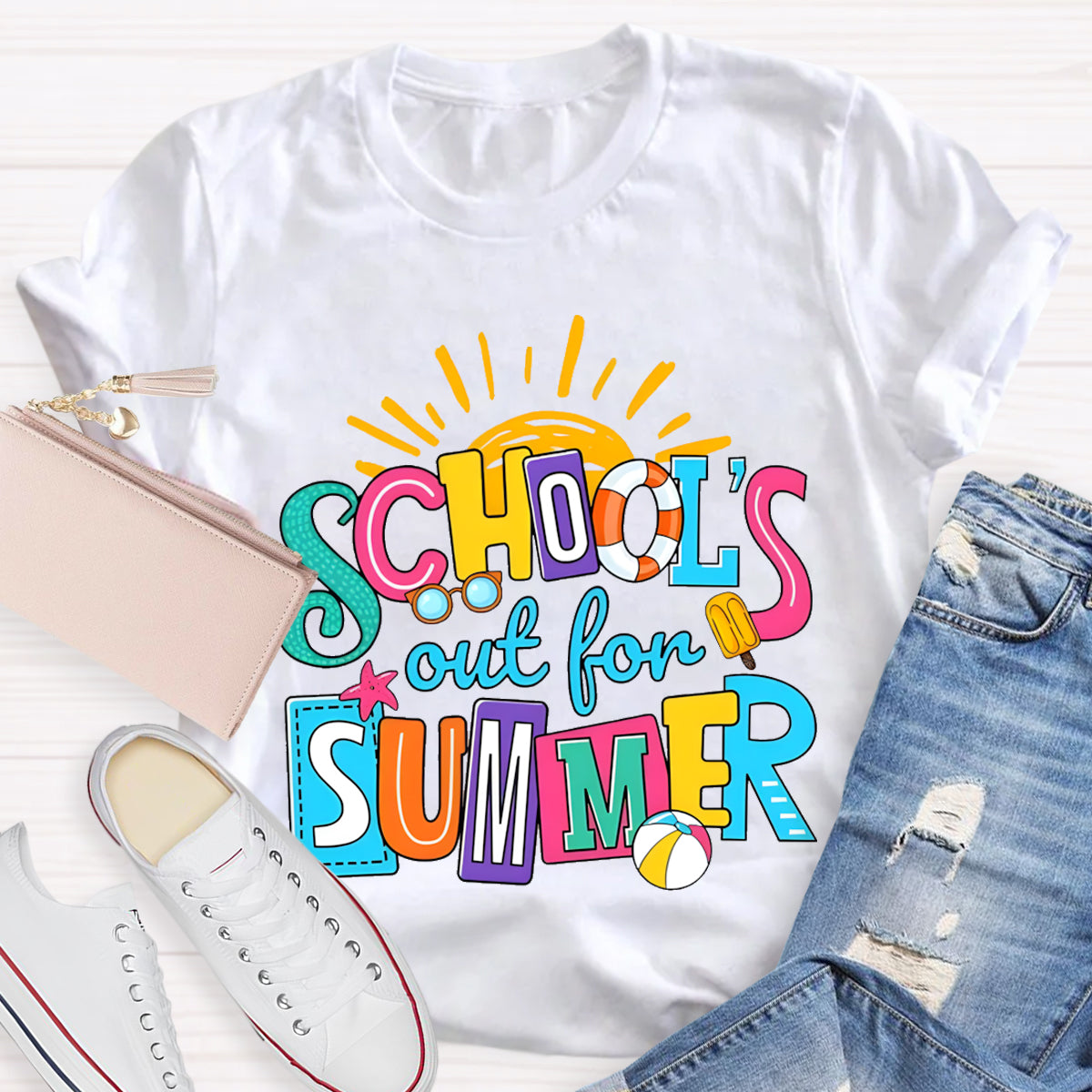 Schools Out For Summer Sun Teacher T-Shirt