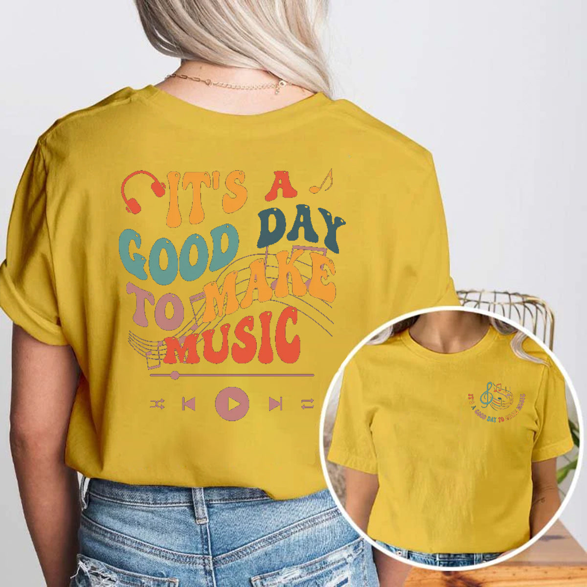 It'S A Good Day To Make Music Double Printed T-shirt