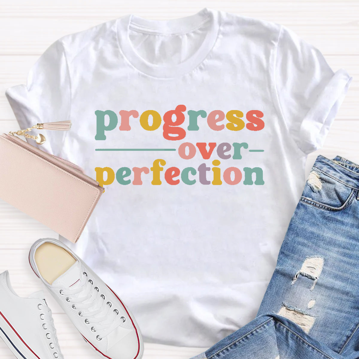 Progress  Over Perfection Teacher T-Shirt
