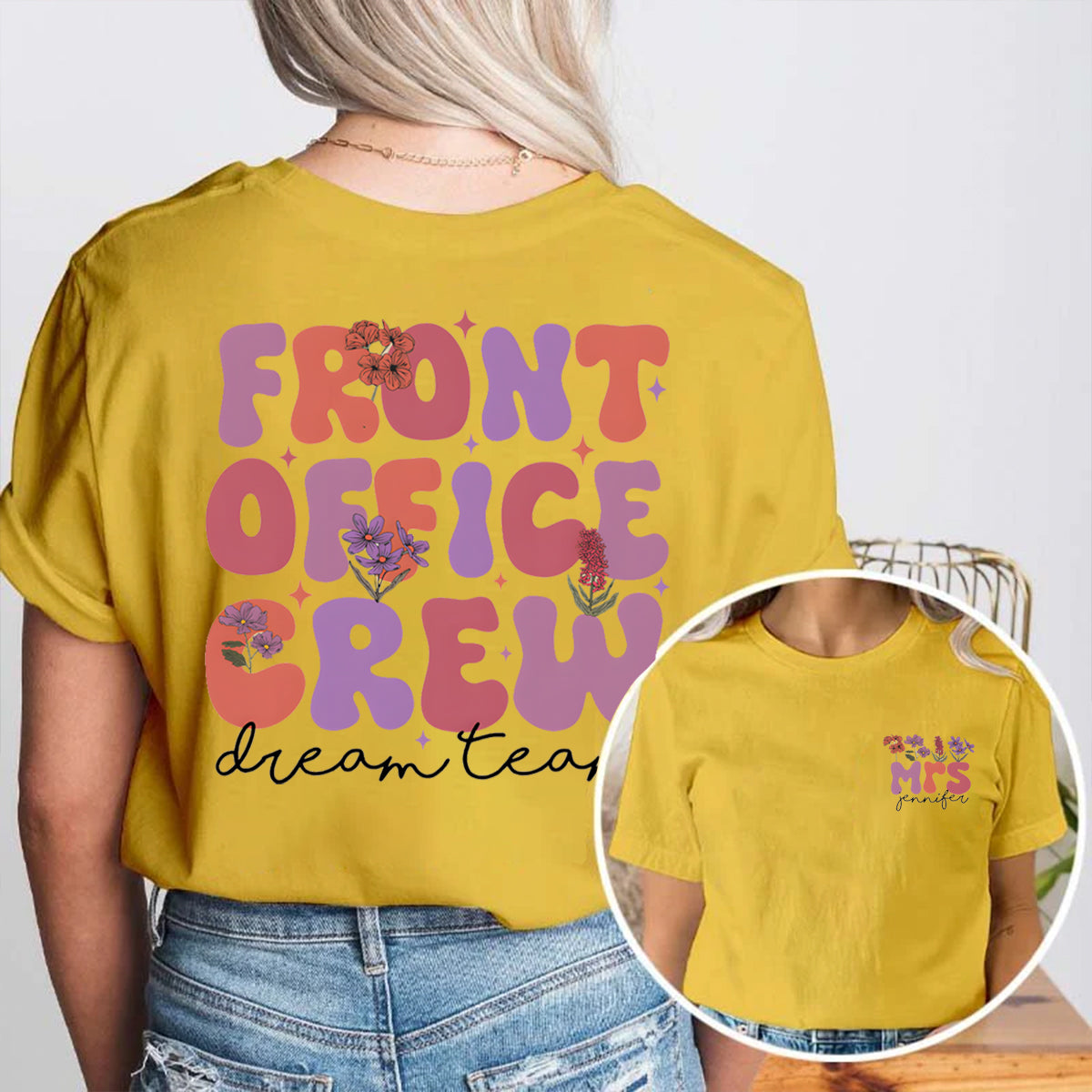 Personalized Name Front Office Double Printed T-shirt